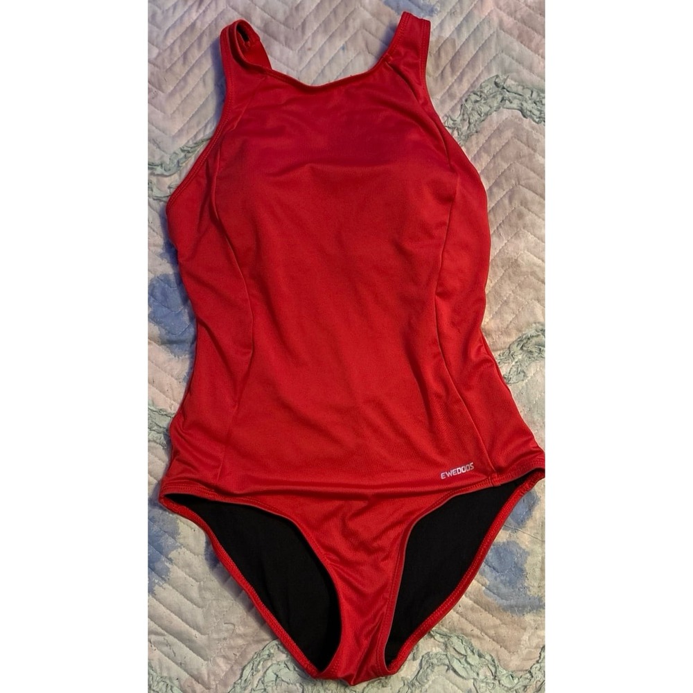 NEW Ewedoos Women's Solid Red Competition Racerback Swimsuit,‎ Small